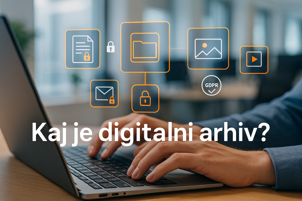 Digital archive concept with folders and data storage